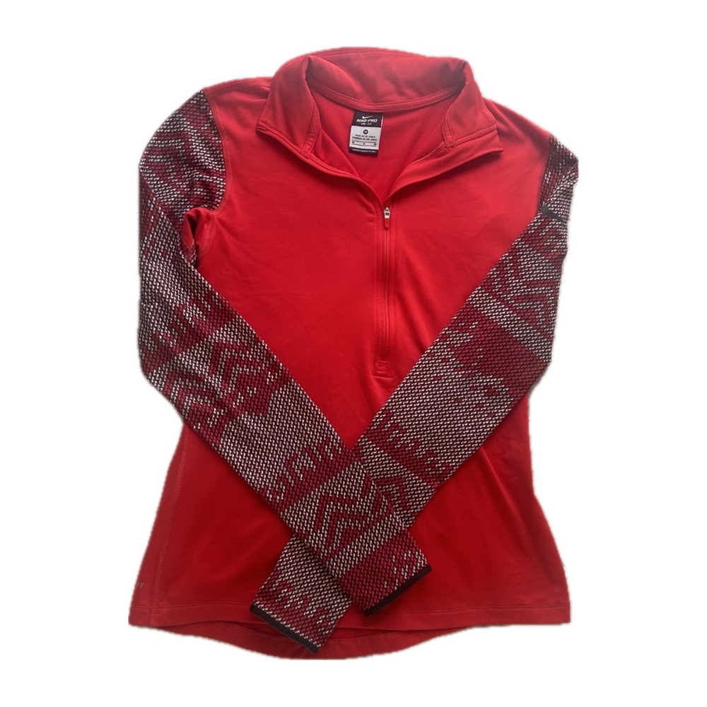 Red Nike Pro Dri Fit Half Zip, 88% Polyester, 12% Spandex, ( Size M)